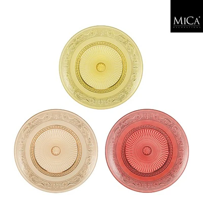 Peggy Decoration Plate Fuchsia D. Yellow Peach 3 Asst. - H2Xd25,5Cm