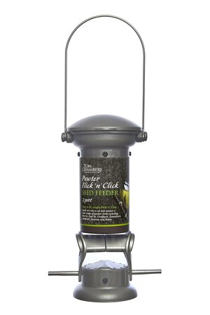 Pewter Flick n Click 2-Port Seed Feeder