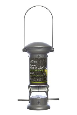 Pewter Flick n Click 2-Port Seed Feeder