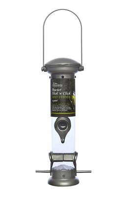 Pewter Flick n Click 4 Port Seed Feeder