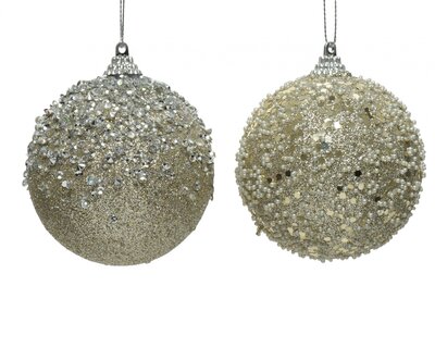 PF Foam Bauble W Hanger 2Ass Champagne Dia10Cm