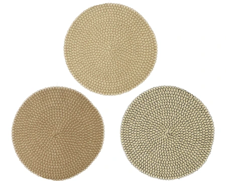 Placemat Paperrope Round Weaving 3Col  Asst. D.38Cm