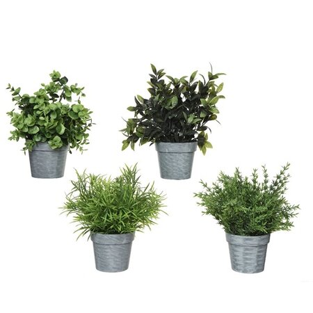 Plant In Pot Polyester 4 Asst H21cm