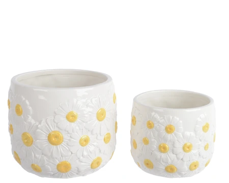 Planter Dolomite Dia15.30-L15.30-H13.00Cm White