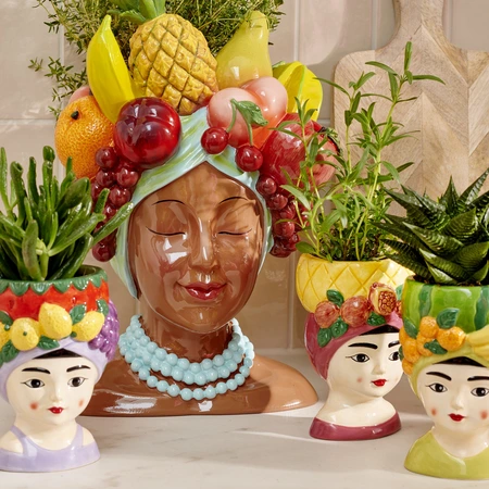 Planter Dolomite Girl W Fruit Shiny Girl W Fruit H.13.5Cm - image 2