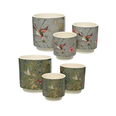 Planter Dolomite W Birds Sml