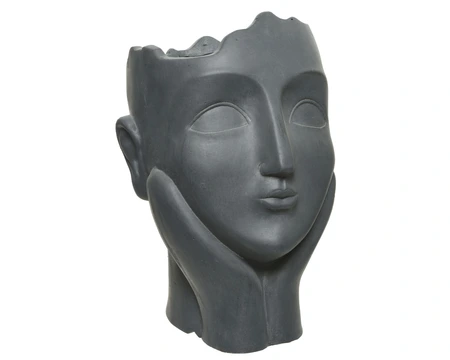 Planter Fibre Clay Lady Face Smooth 2 Indoor H.34.5Cm - image 2
