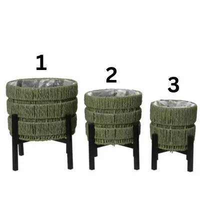 Planter Paperrope Dia25.00-H26.00Cm Green