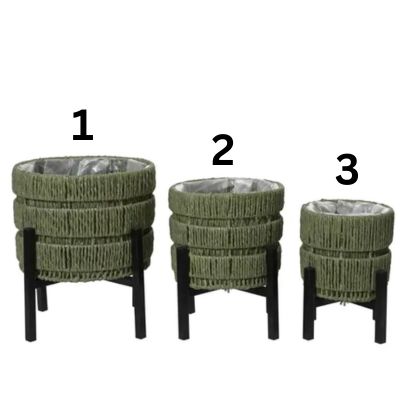 Planter Paperrope Dia30.00-H30.00Cm Green