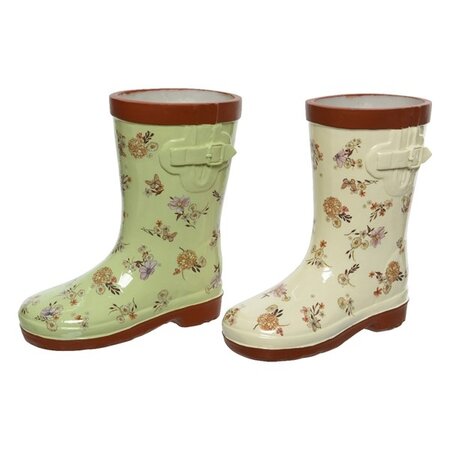 Planter Poly Boots Flower Decal H18.cm Asst