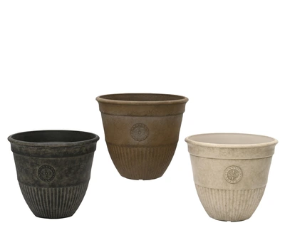 Planter Recycled  Round 3Col  Asst.H.30Cm - image 1