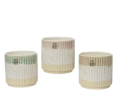 Planter Stoneware Translucent Glaze Glazed 3Col  Asst. D.13Cm X H.13Cm