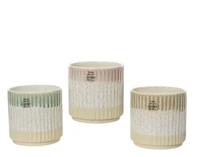 Planter Stoneware Translucent Glaze Glazed 3Col  Asst. D.13Cm X H.13Cm