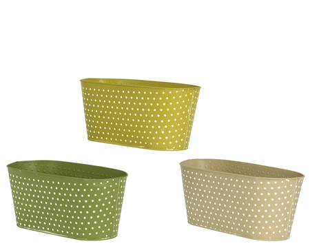 Planter Zinc Oval Matt 3Col Asst. L.28Cm X W.14Cm X H.12.5Cm