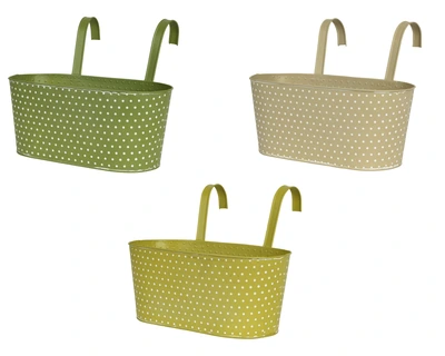 Planter Zinc Oval Matt Handle 3Col Asst. L.32Cm X W.16Cm X H.25Cm