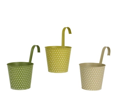 Planter Zinc Round Matt Handle 3Col Outdoor Asst. D.16Cm X H.26Cm