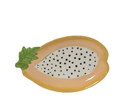 Plate Dolomite Papaya Glazed Yellow/Colour(S) L.20Cm - image 1