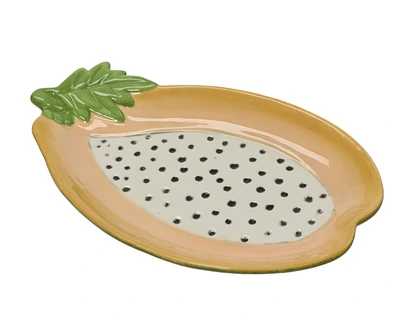 Plate Dolomite Papaya Glazed Yellow/Colour(S) L.20Cm - image 2