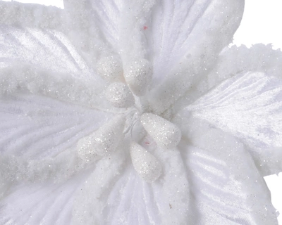 Poinsettia On Clip Velvet With Artificial Fur Winter White Dia30 - image 2