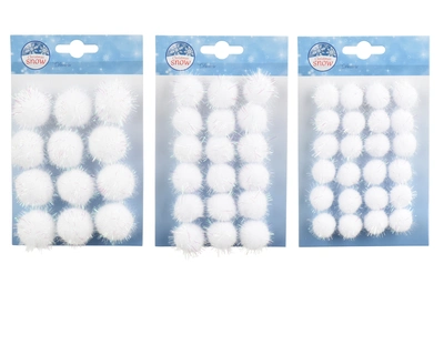 Pompom Tinsel White D.3cm x H.3cm