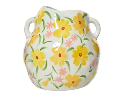 Pot Ceramics Vase Flowers H19.00cm white