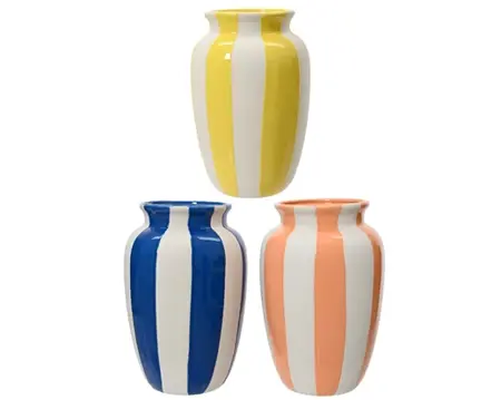 Pot Ceramics Vase Stripe H25.00cm asst.