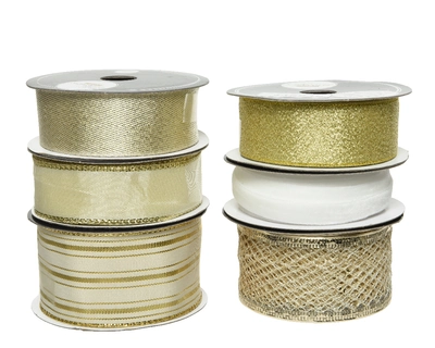 Ribbon Polyester 6Ass Gold/Colour(S)
