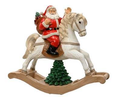 Rocking Horse Polyresin White/Red H.50cm