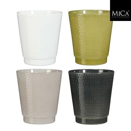 Rolf Pot Round White L. Grey Anthracite Green 4 Asst. Pdq - H15Xd13,5Cm