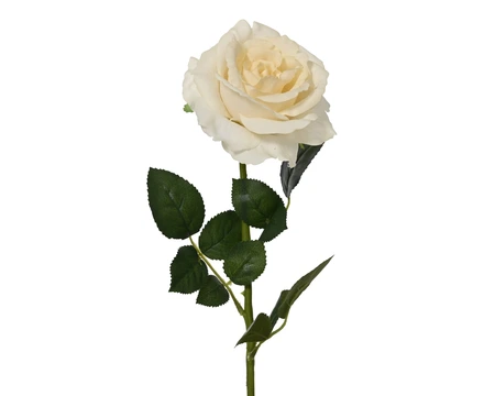 Rose On Stem Polyester Real Touch Cream H.59Cm