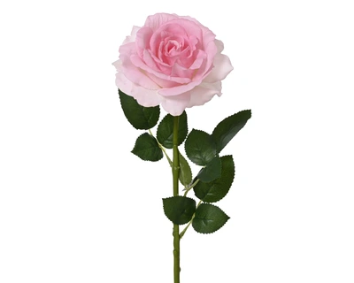 Rose On Stem Polyester Real Touch Pink H.59Cm