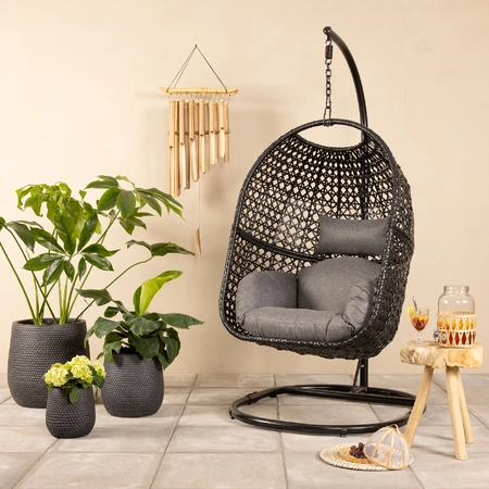 Royan Black Egg Chair Wicker Outdoor - image 2