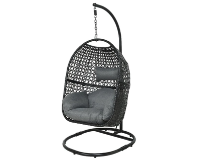 Royan Black Egg Chair Wicker Outdoor - image 3