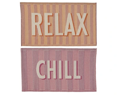 Rug Polypropylene Rectangle With Stripe And Text Print Asst. L.90Cm X W.150Cm