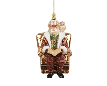Santa Glass With Book And Owl Oxblood H.15.3cm - image 1