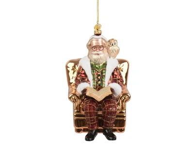 Santa Glass With Book And Owl Oxblood H.15.3cm - image 1