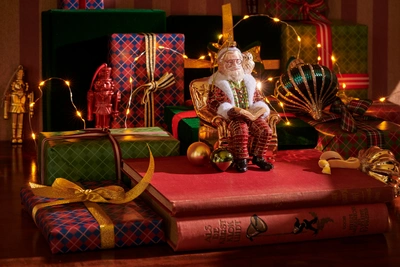 Santa Glass With Book And Owl Oxblood H.15.3cm - image 2