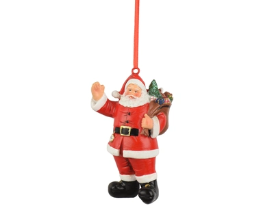 Santa Polyresin Giftbag Red H.10cm