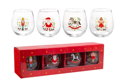 Santa &The Nutcracker 4 Drinking Glasses