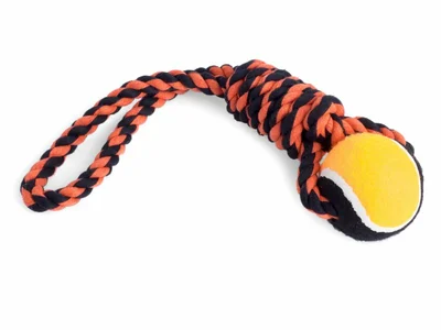 Seriously Strong Tennis Ball And Rope Dog Toy Lrg