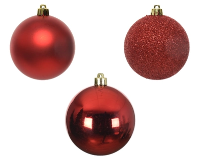 Sh.Proof Plain Baubles Sh-M-Gl Christmas Red Dia6Cm