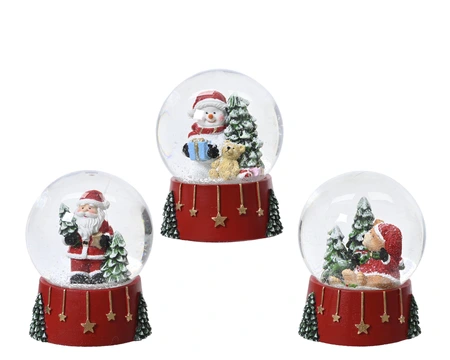 Snowglobe Glass Asst. H.10.2cm