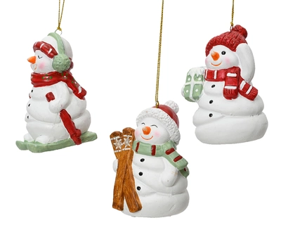 Snowman Hanger Terracotta white/colourH9.70cm