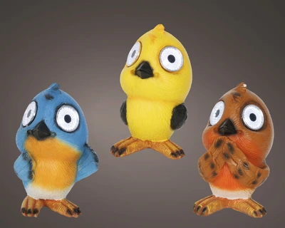 Solar Bird Polyresin Steady 3 Asst./Cool White H.12.5Cm