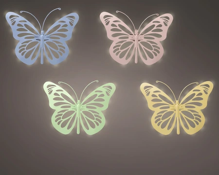 Solar Butterfly Iron Steady 4Col  Asst./Warm White H.26.5Cm - image 1