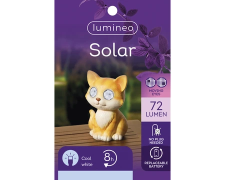 Solar Cat Polyresin Steady Colours/Cool White H.22.5Cm - image 3