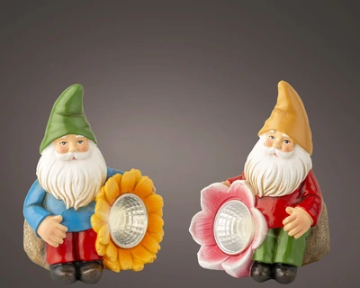 Solar Figurines Polyresin Steady 2Col Asst./Warm White H.11.5Cm