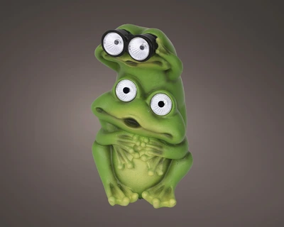 Solar Frog Polyresin Steady Asst./Cool White H.17.5Cm