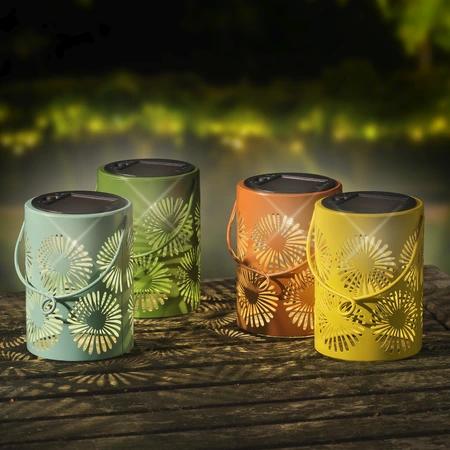 Solar Lantern Iron Steady 4Col  Asst. H.11.5Cm - image 2