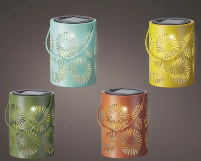 Solar Lantern Iron Steady 4Col Asst. H.11.5Cm